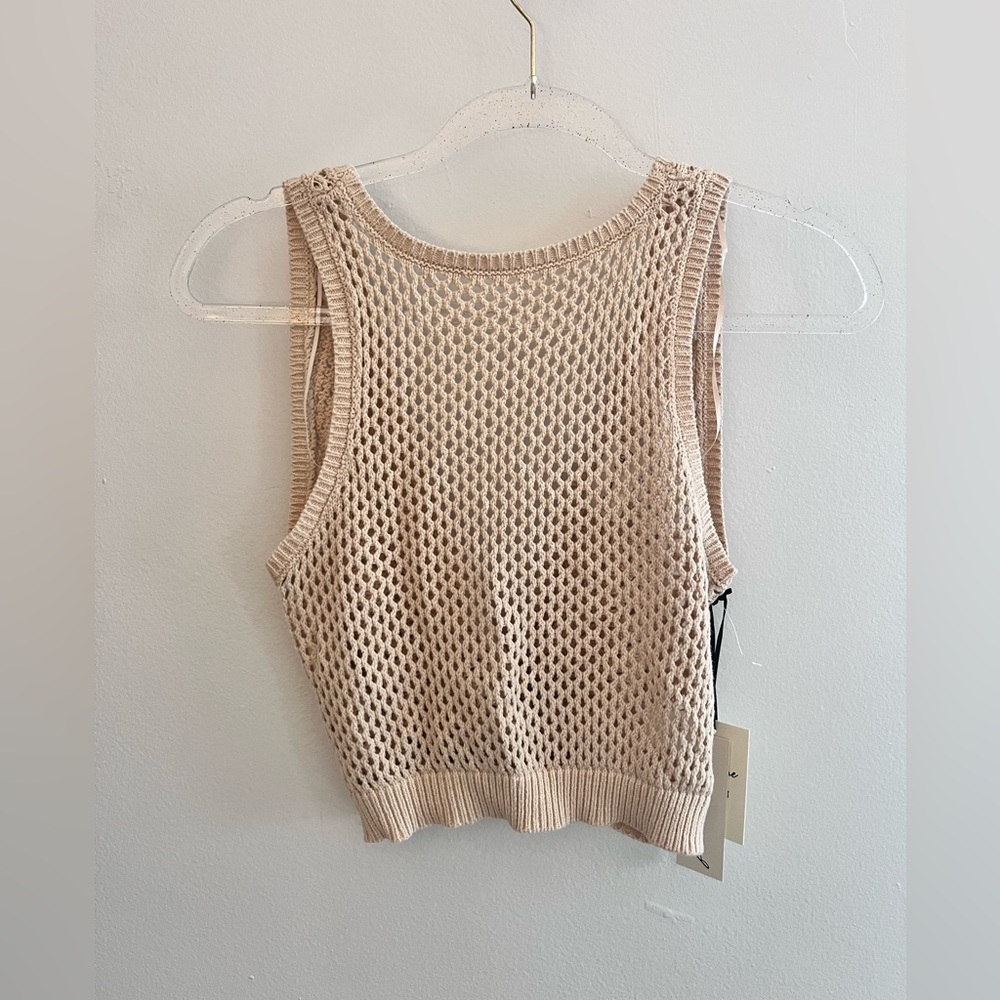 FRESHMAN 1996 Tan Open Twist Back Sweater Tank Top